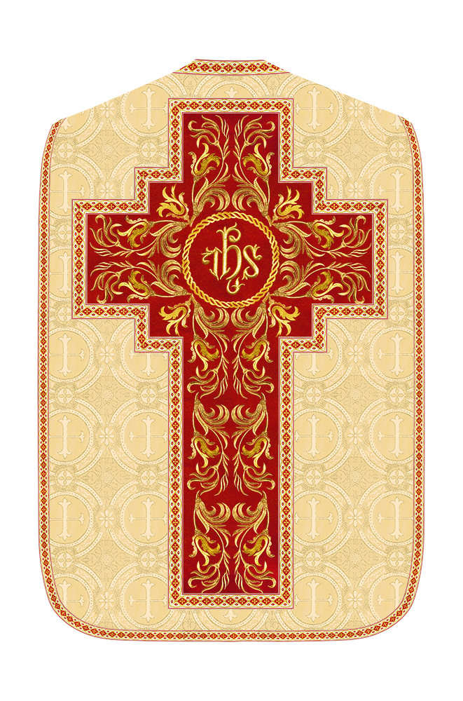 Roman Chasuble Vestment With Woven Braids and Trims