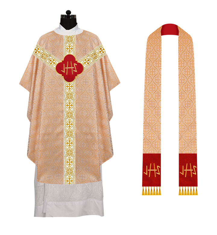 Gothic Chasuble with Embroidered Motif and Orphrey