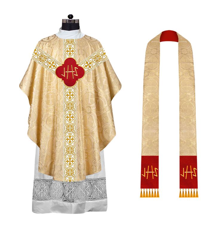 Gothic Chasuble with Embroidered Motif and Orphrey