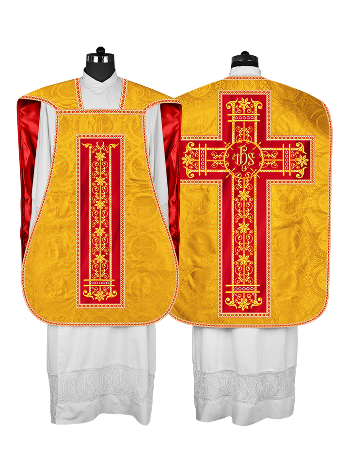 Roman Chasuble Vestment Enhanced With Orphrey and Trims