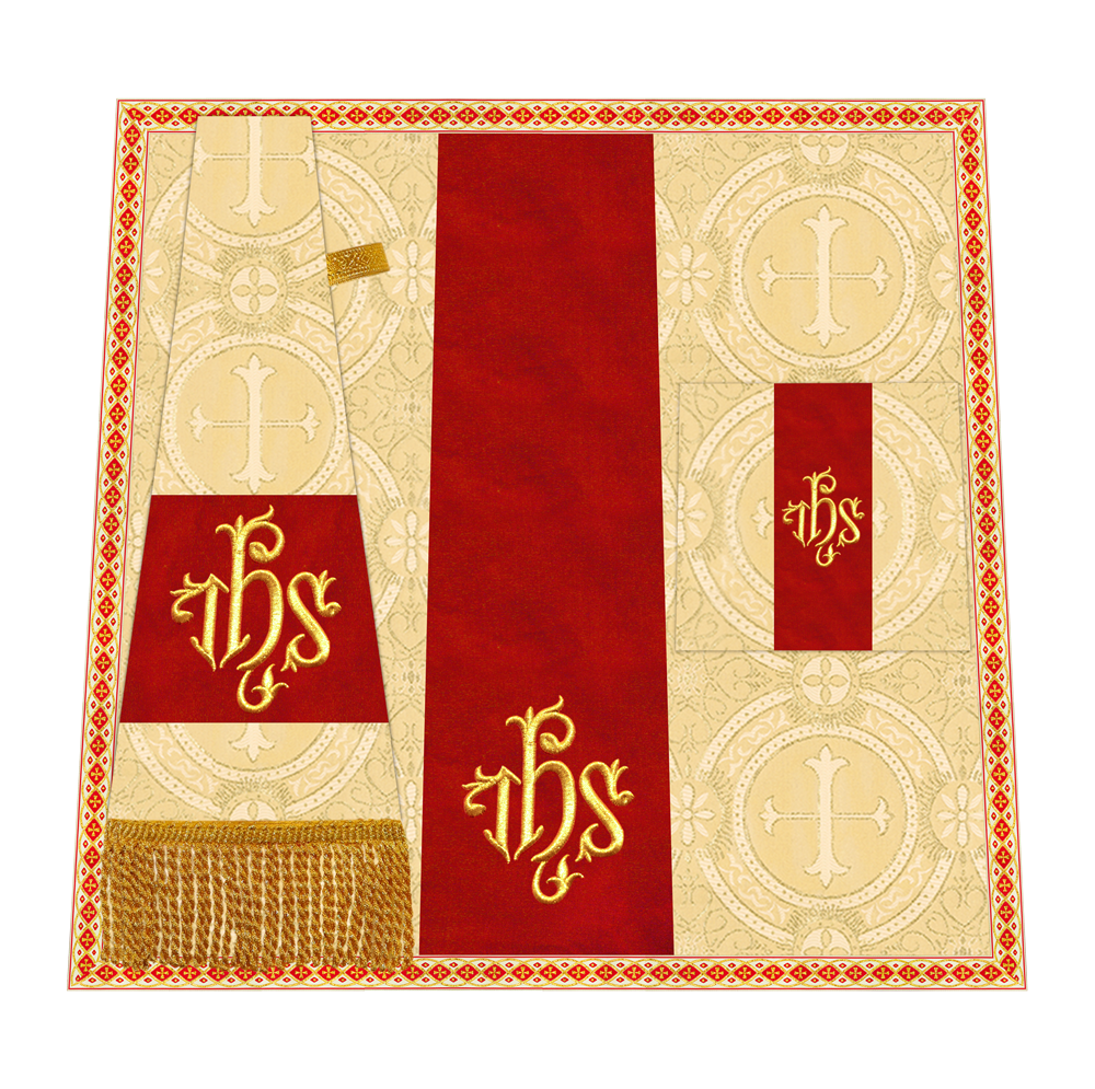 Catholic Mass Set with Embroidered Motif and Trims