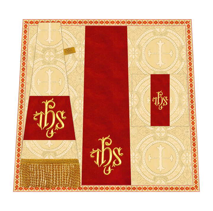 Catholic Mass Set with Embroidered Motif and Trims