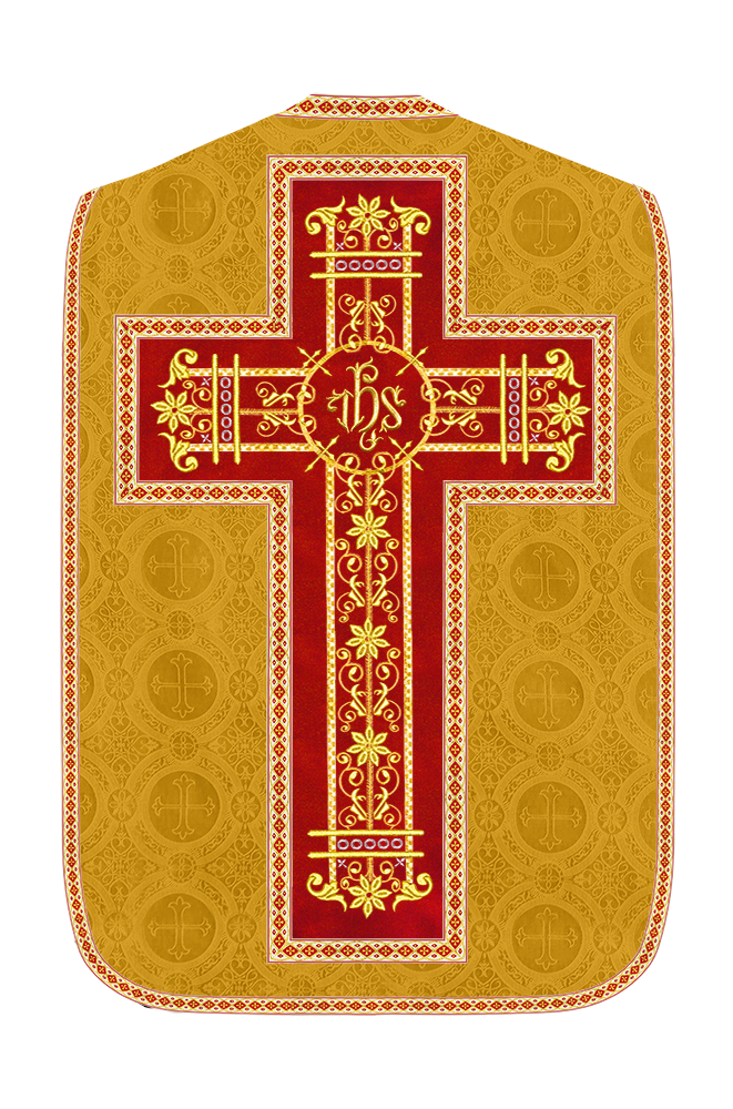 Roman Chasuble Vestment Enhanced With Orphrey and Trims