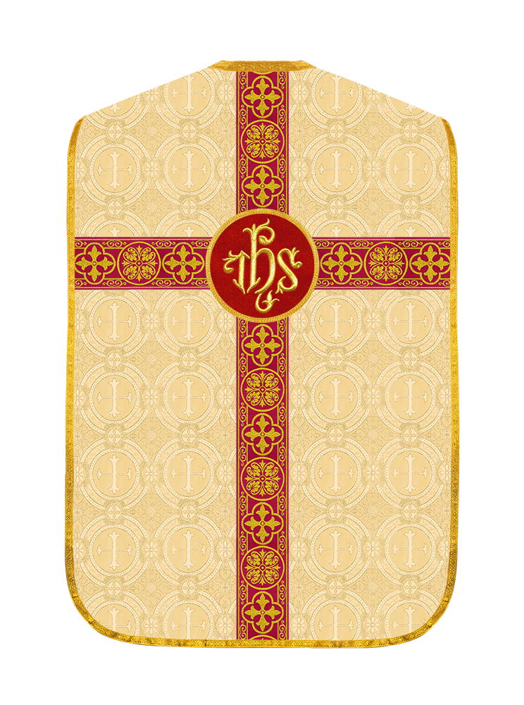 Fiddleback Vestment with Motif and woven Braided Trims