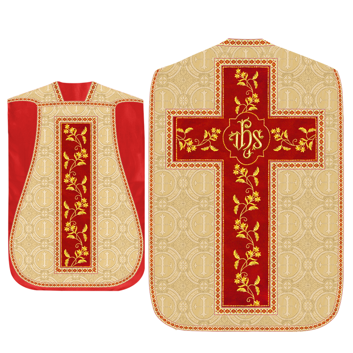 Set of Four Floral Embroidery Roman Chasuble