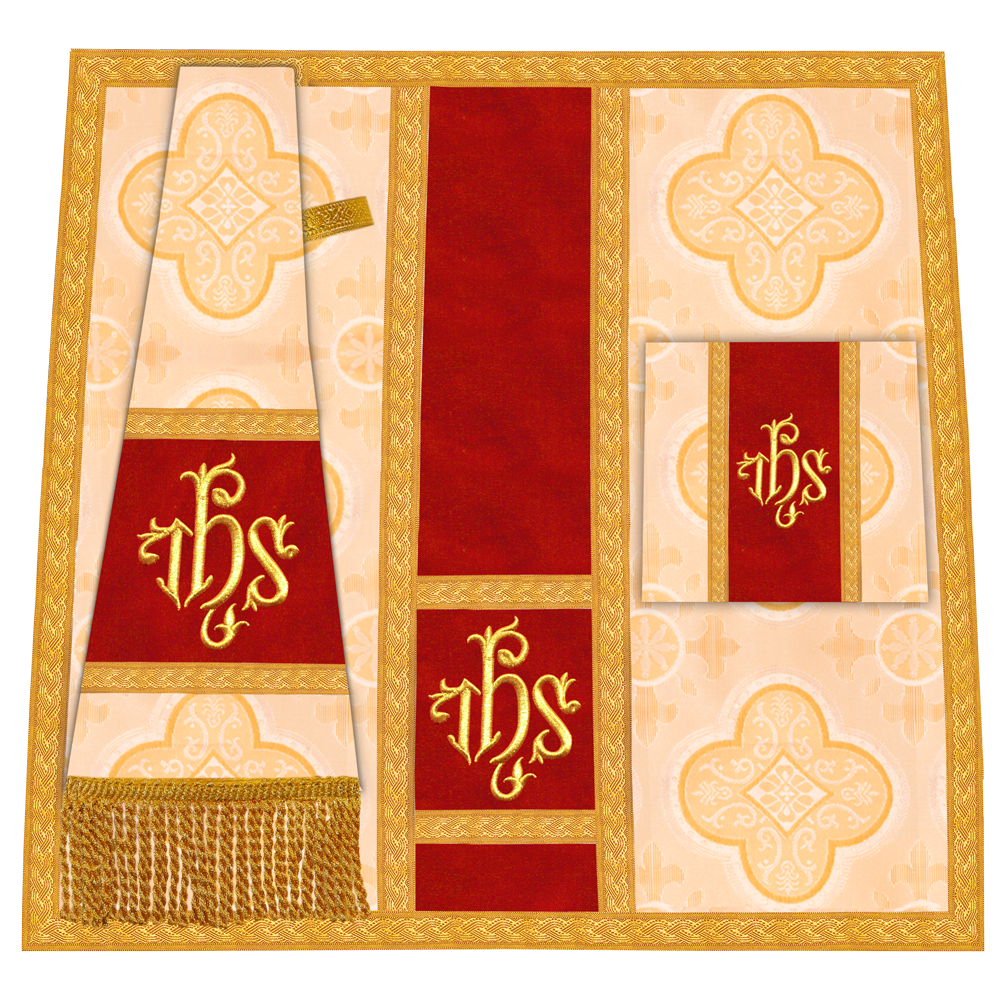 Fiddleback Vestment with Motif and woven Braided Trims