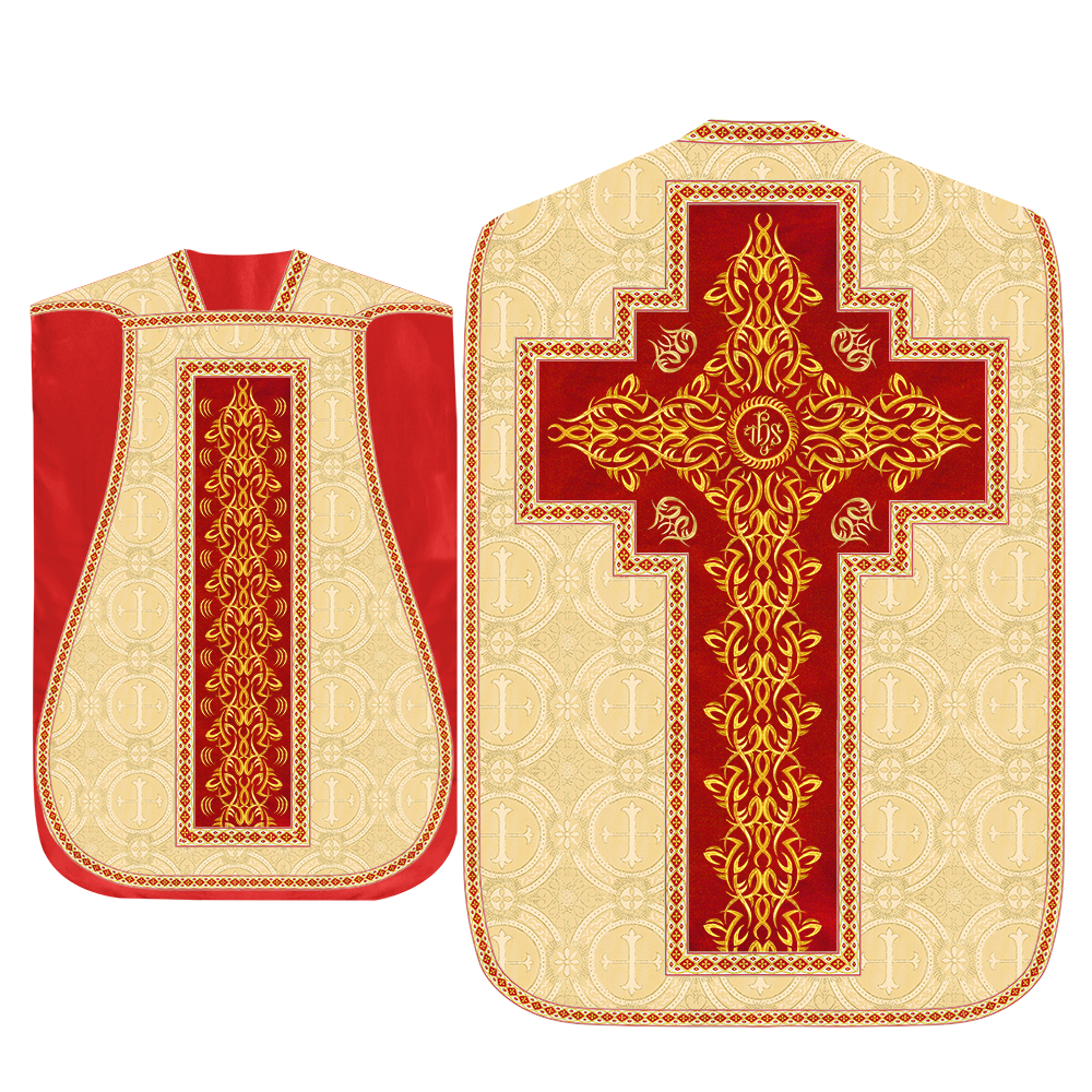 Roman Fiddleback Chasuble With Enhanced Embroidery  & trims