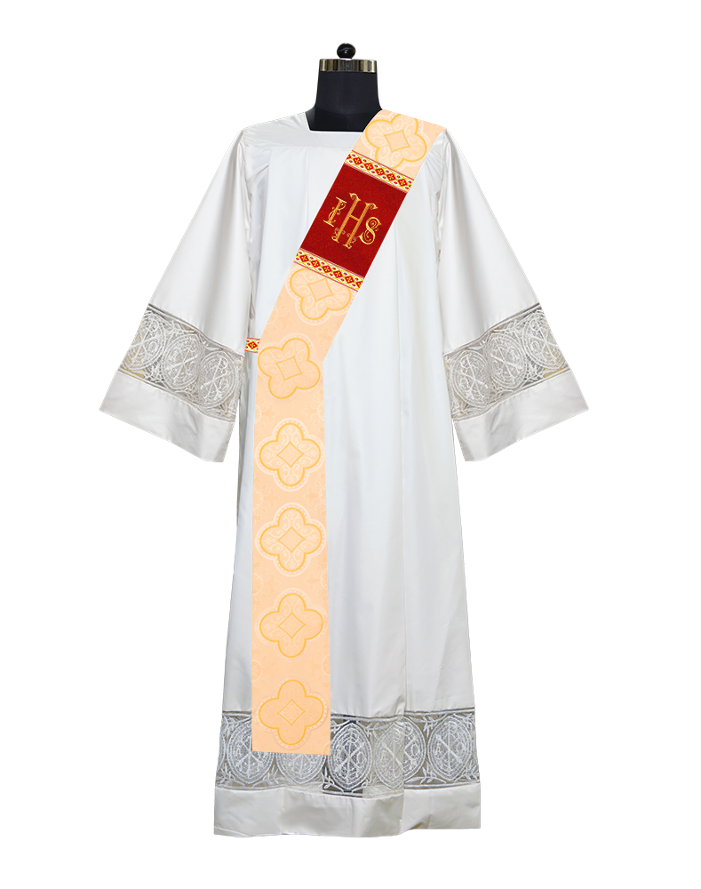 Deacon Stole with IHS Embroidered Spiritual Motifs