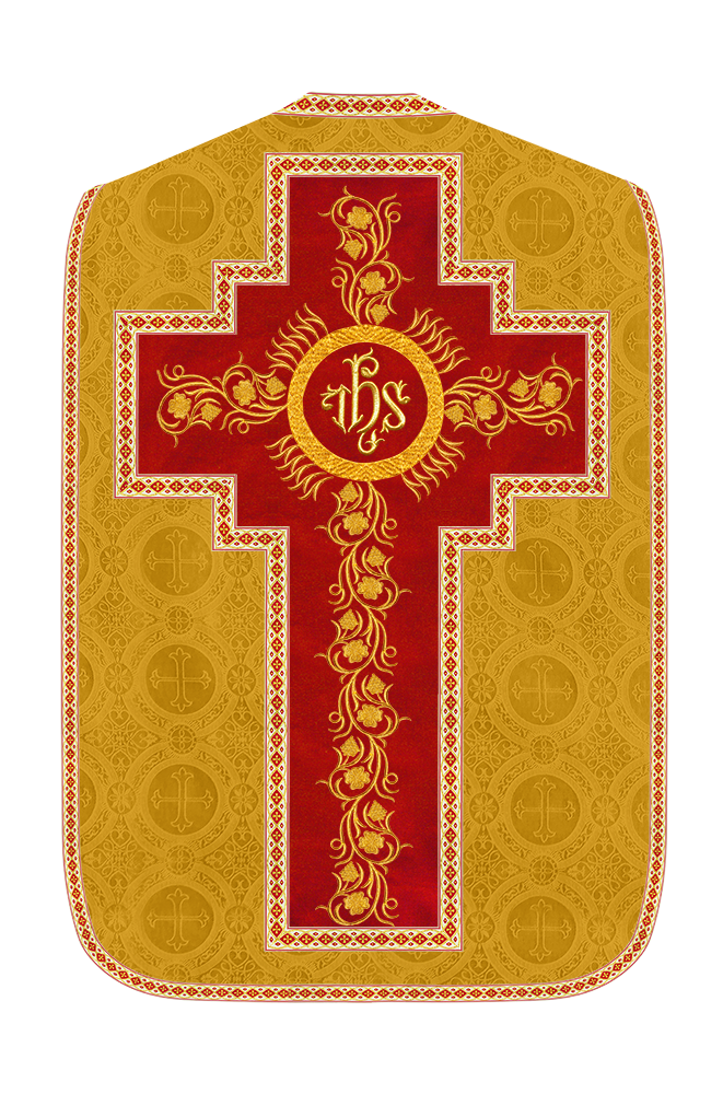 Roman Chasuble Vestment With Grapes Embroidery and Trims