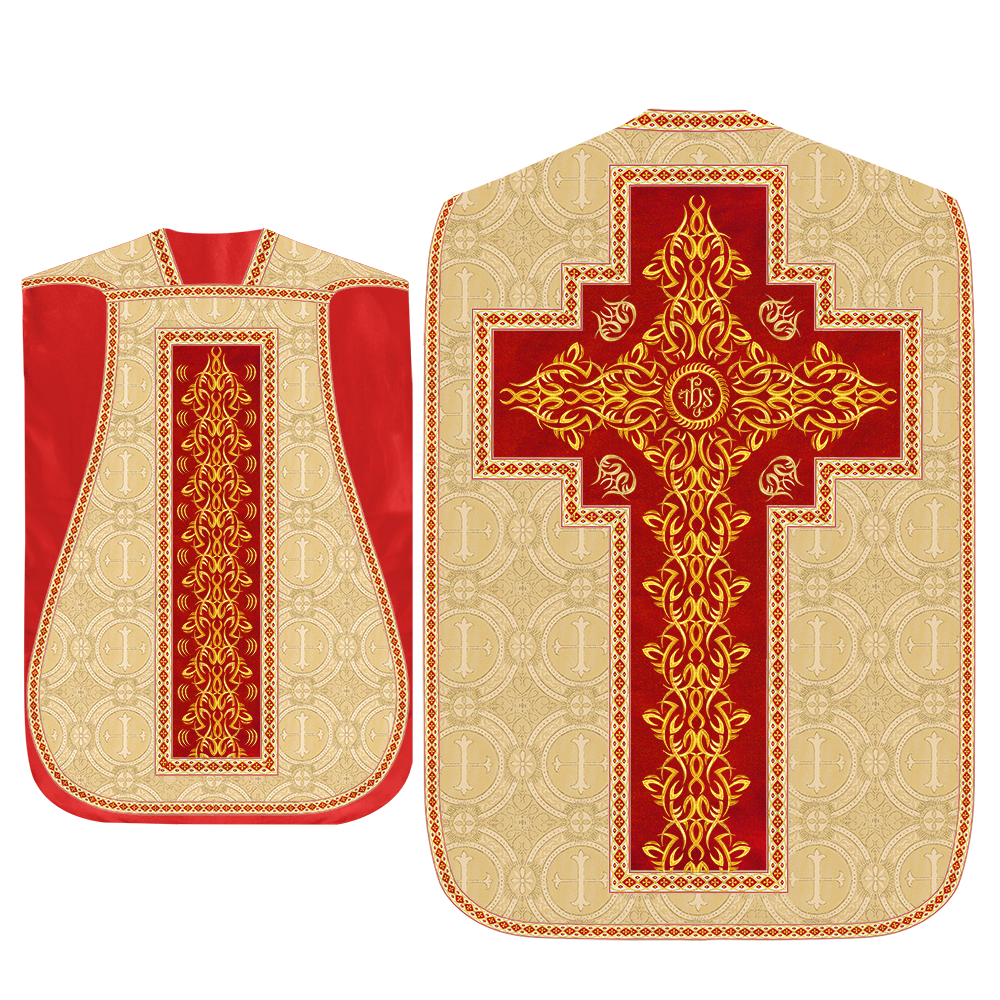 Set of Four Roman Chasuble with Embroidered Trims