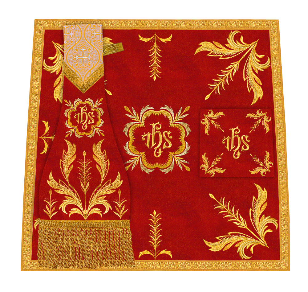 Set of Four Roman Chasuble with liturgical motifs