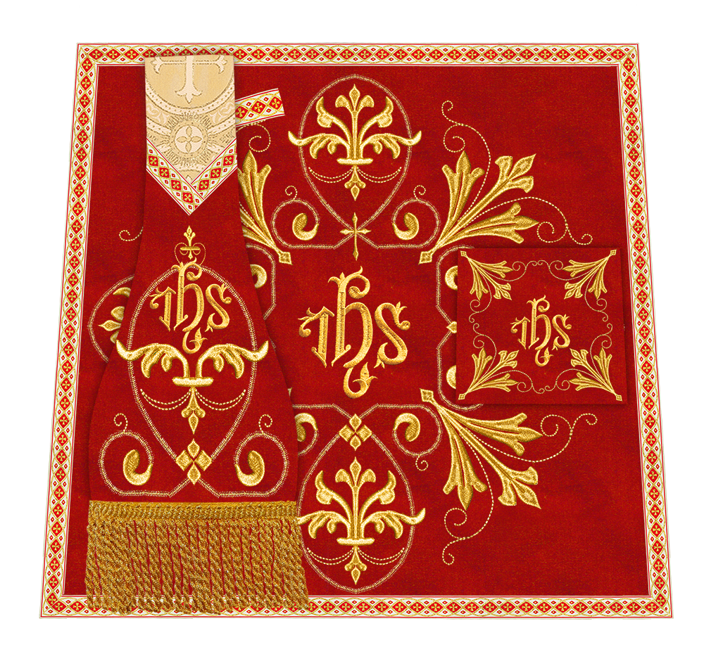 Set of Four Catholic Roman Chasuble with Spiritual Motif