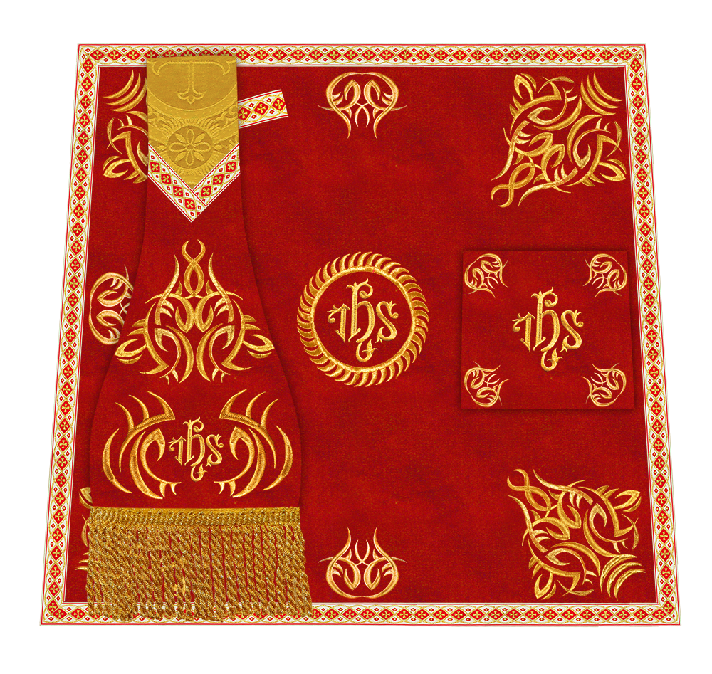 Borromean Chasuble Vestment With Braided Orphrey and Trims