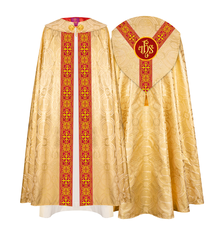 Gothic Cope Vestment with Y Type Braided Trims and Motifs