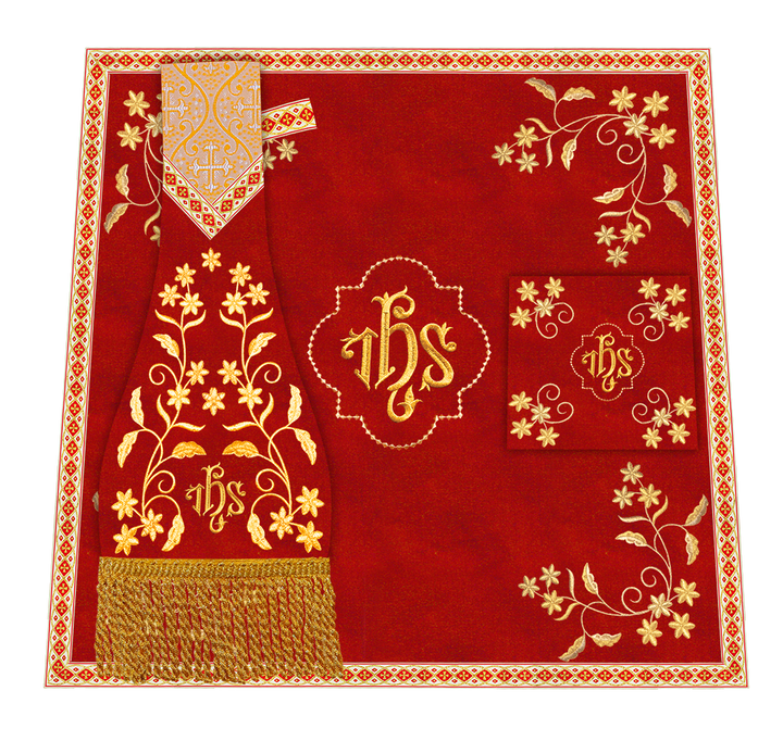 Set of Four Floral Embroidery Roman Chasuble