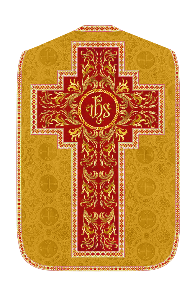 Roman Chasuble Vestment With Woven Braids and Trims