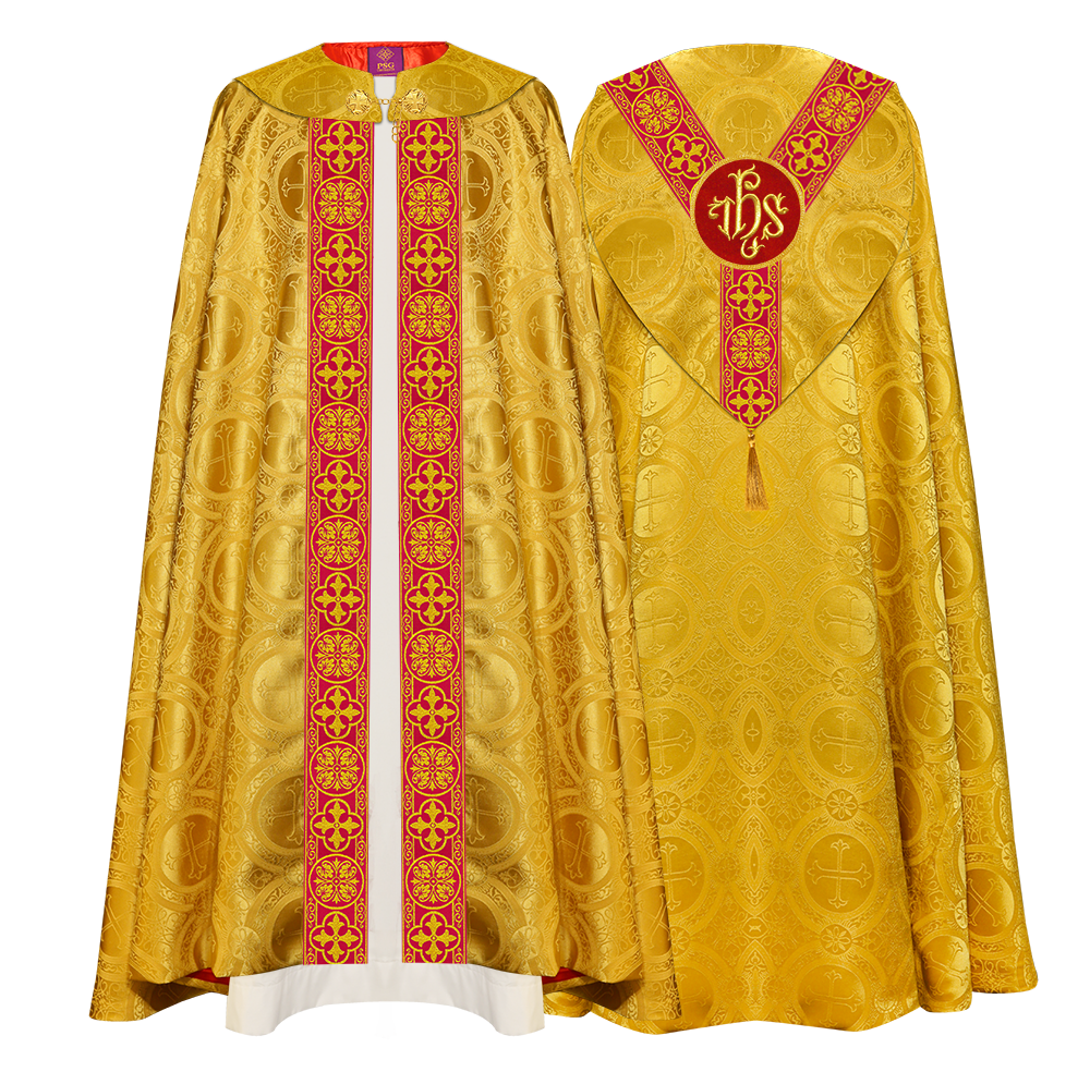 Gothic Cope Vestment with Y Type Braided Trims and Motifs