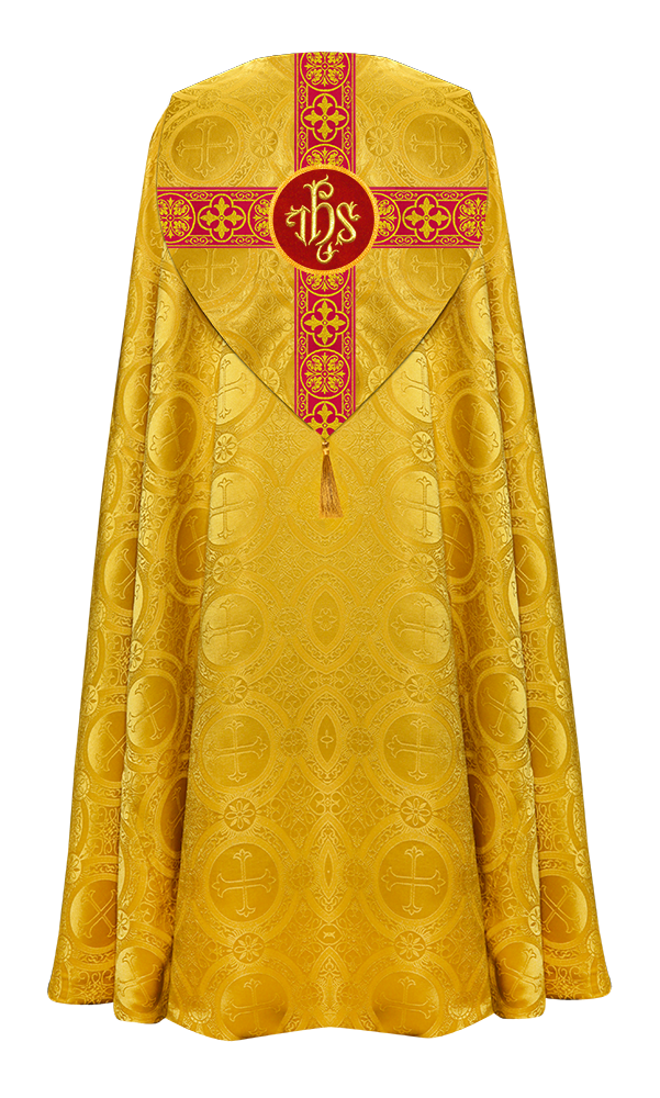 Gothic Cope Vestment with Cross type Braided Trims and motif