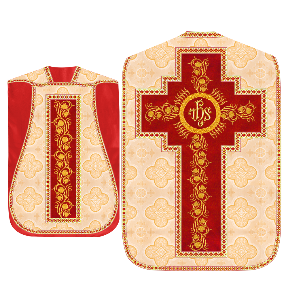 Roman Chasuble Vestment With Grapes Embroidery and Trims