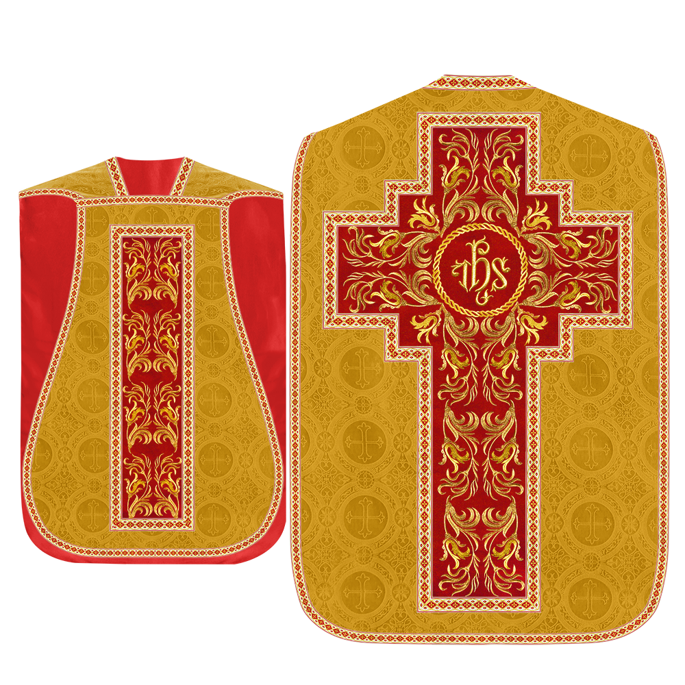 Roman Chasuble Vestment With Woven Braids and Trims