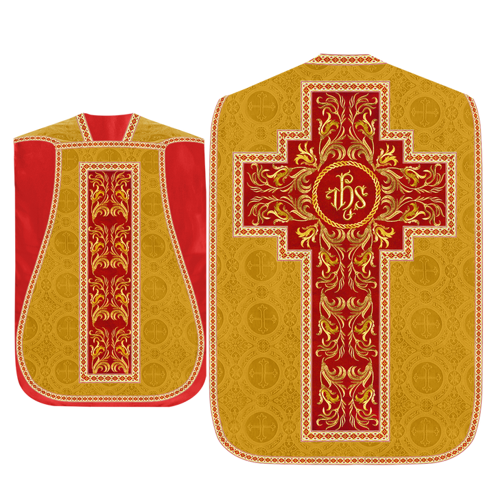 Roman Chasuble Vestment With Woven Braids and Trims