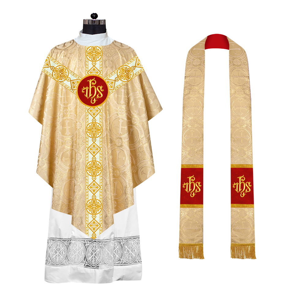 Pugin Style Chasuble with Embroidered Orphrey