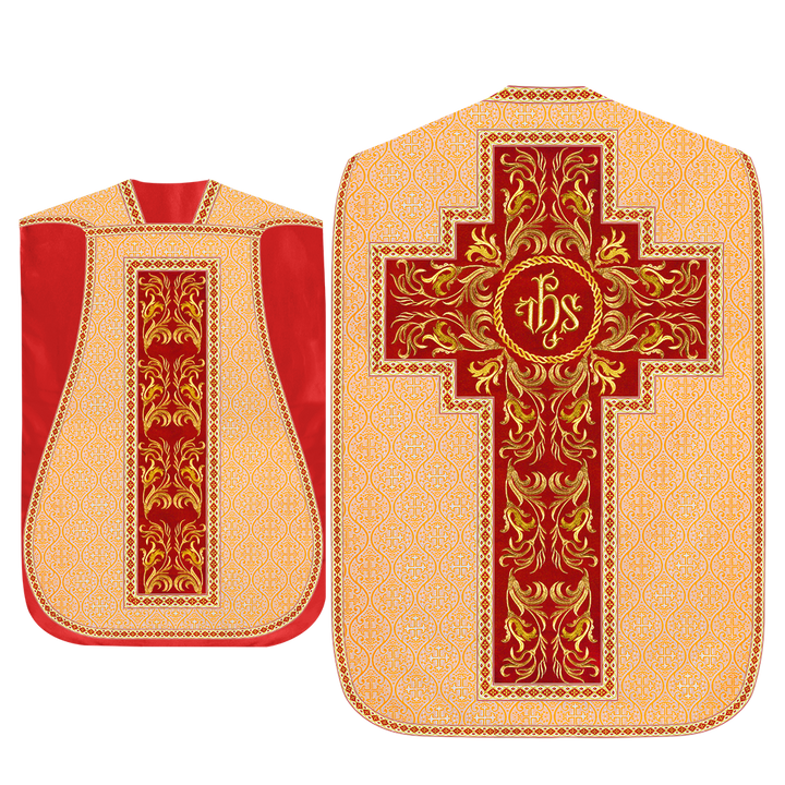 Roman Chasuble Vestment With Woven Braids and Trims