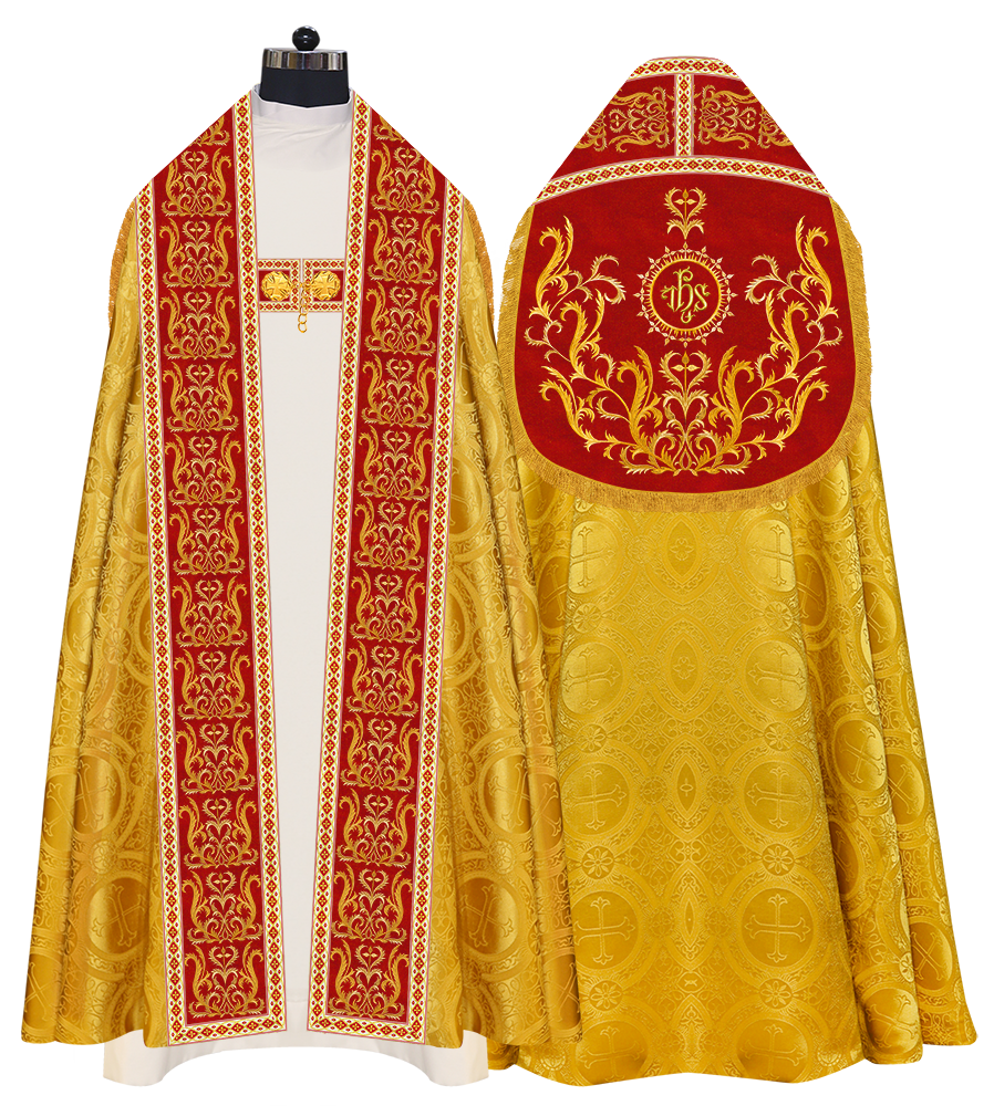 Roman Cope Vestment with Braid Embroidered Orphrey