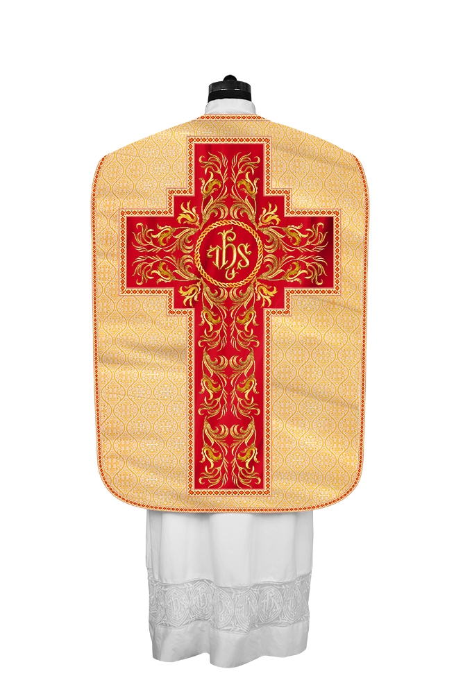 Roman Chasuble Vestment With Woven Braids and Trims