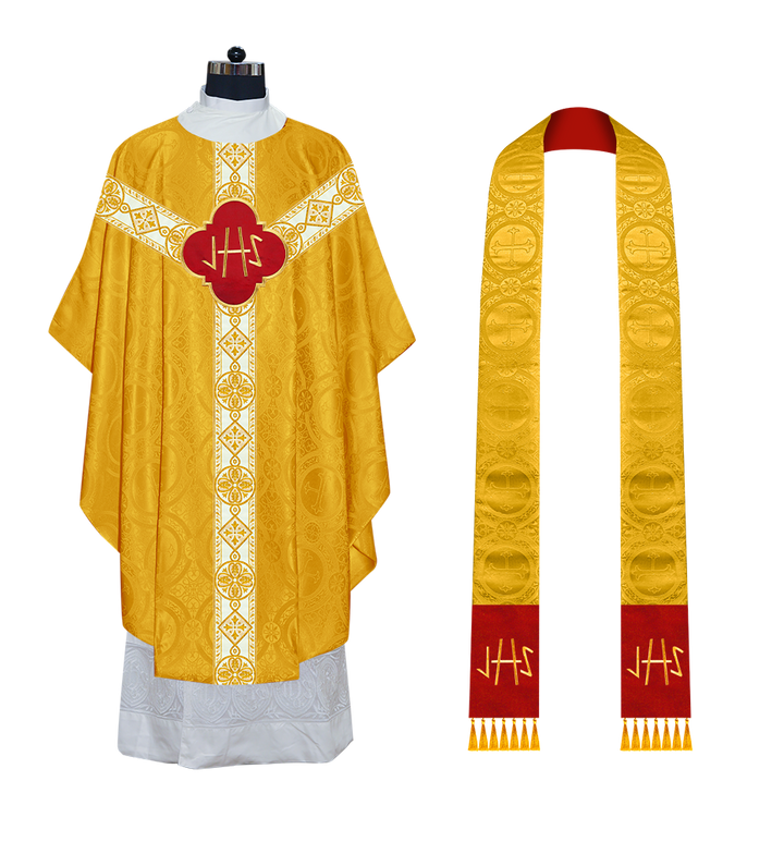 Gothic Chasuble Vestment with Motif and Trims