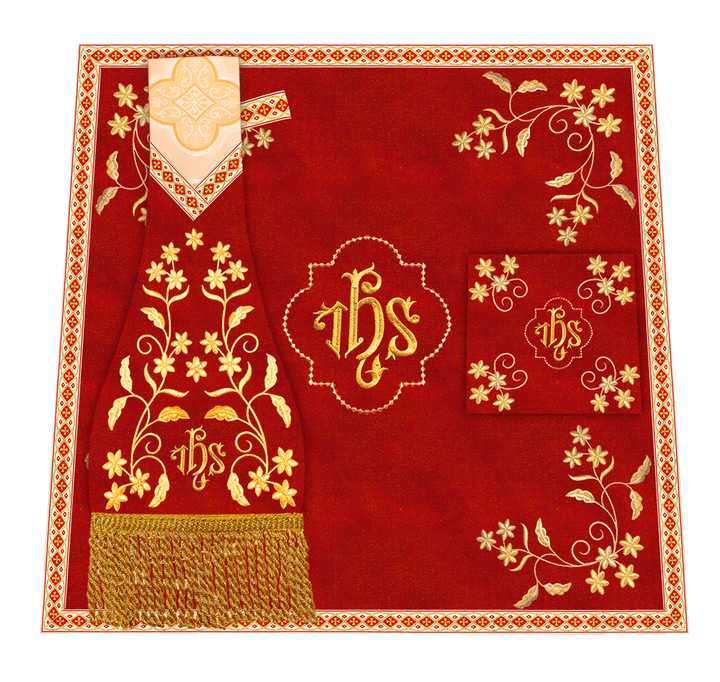 Roman Chasuble Vestment With Floral Design and Trims