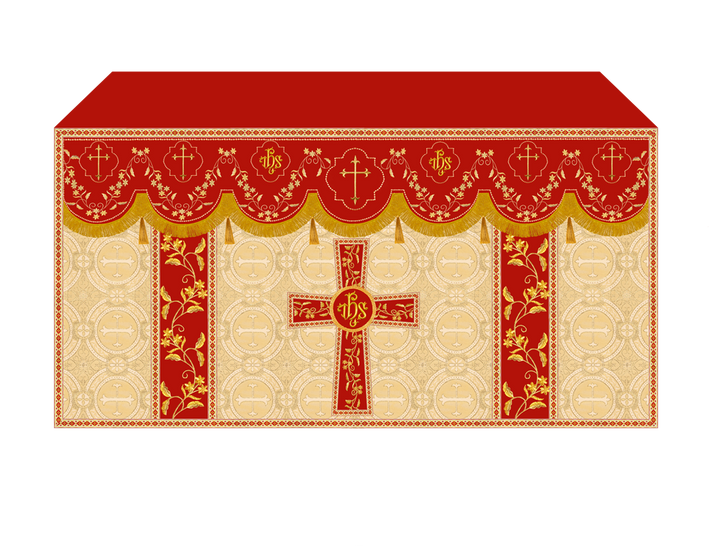 Altar Table Cloth With Floral Embroidery trims