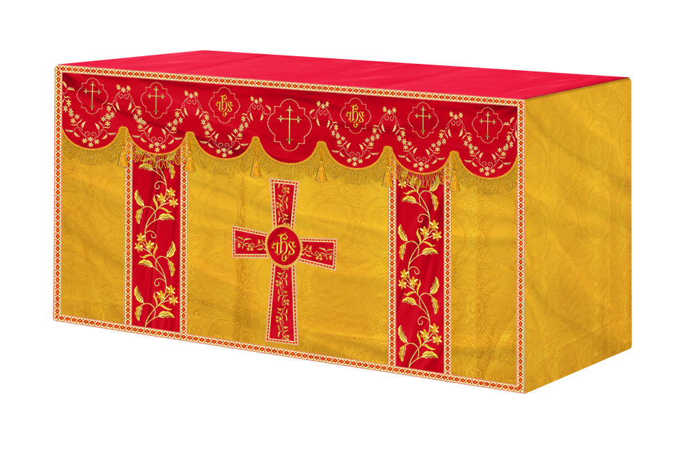 Altar Table Cloth With Floral Embroidery trims