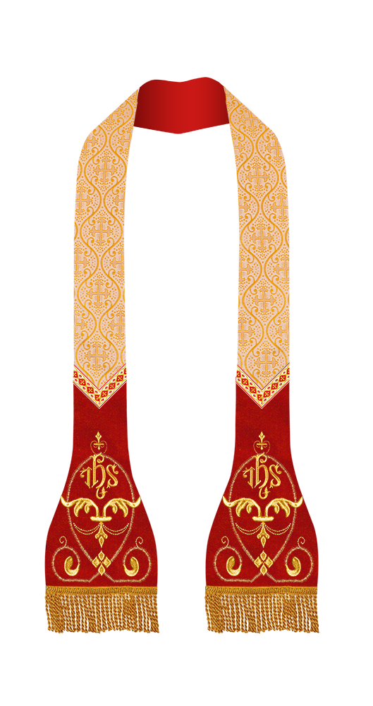 Set of Four Catholic Stole with Embroidered Trims