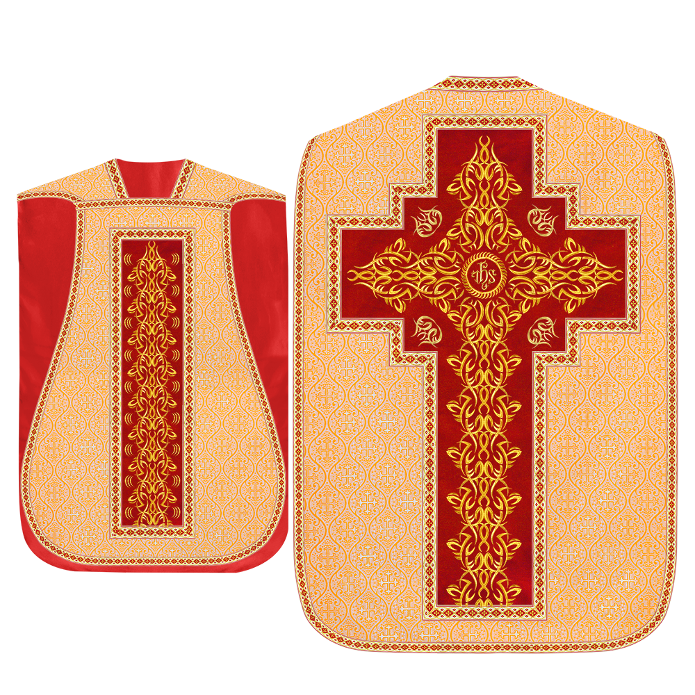 Set of Four Roman Chasuble with Embroidered Trims