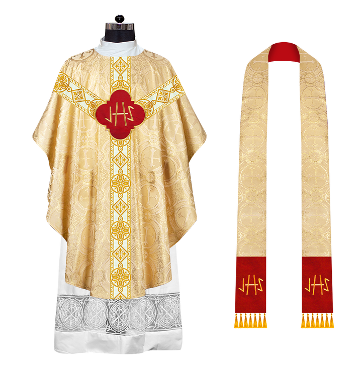 Gothic Chasuble Vestment with Motif and Trims