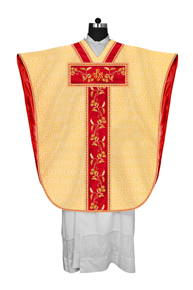 Borromean Chasuble Vestment Ornated With Floral Design and Trims