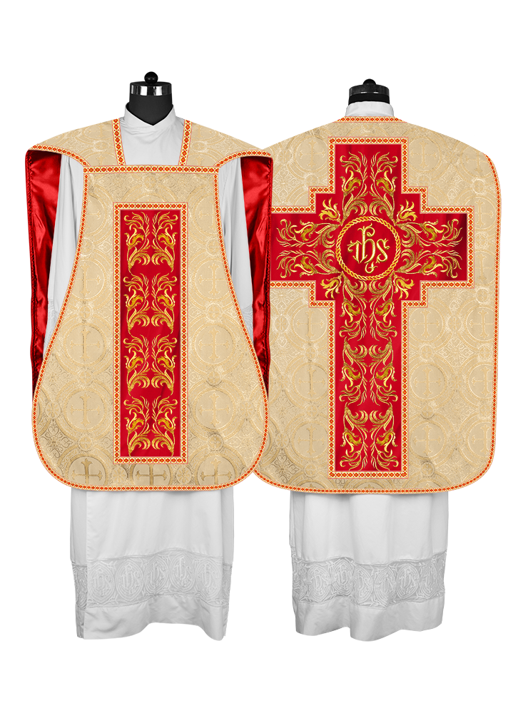 Roman Chasuble Vestment With Woven Braids and Trims