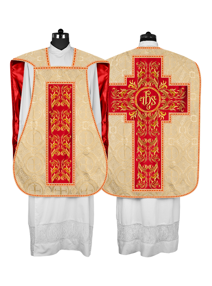 Roman Chasuble Vestment With Woven Braids and Trims