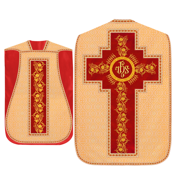 Roman Chasuble Vestment With Grapes Embroidery and Trims