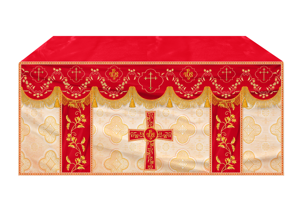 Altar Table Cloth With Floral Embroidery trims