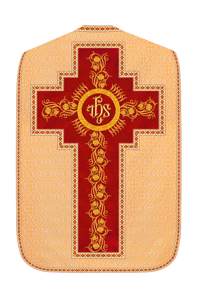 Roman Chasuble Vestment With Grapes Embroidery and Trims