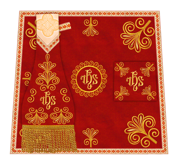 Roman Chasuble Vestment enriched With Coloured Braids and Trims