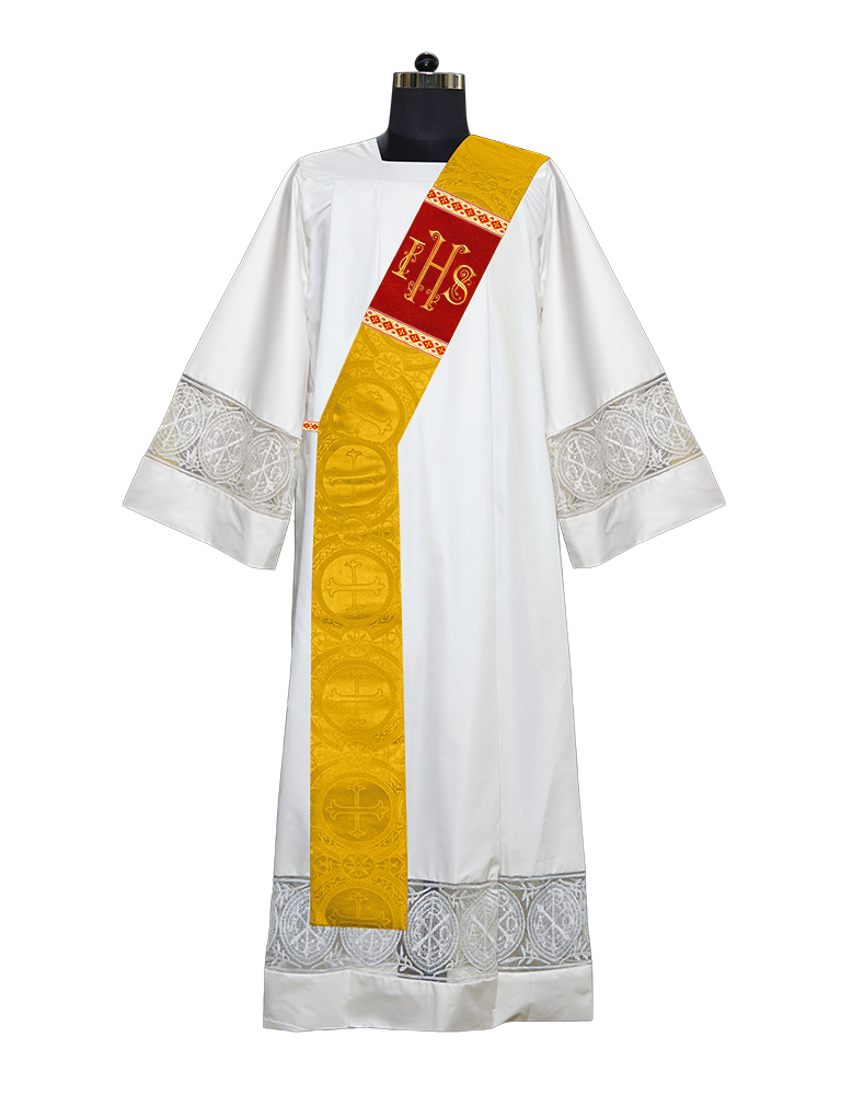 Deacon Stole with IHS Embroidered Spiritual Motifs