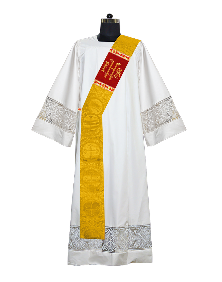 Deacon Stole with IHS Embroidered Spiritual Motifs