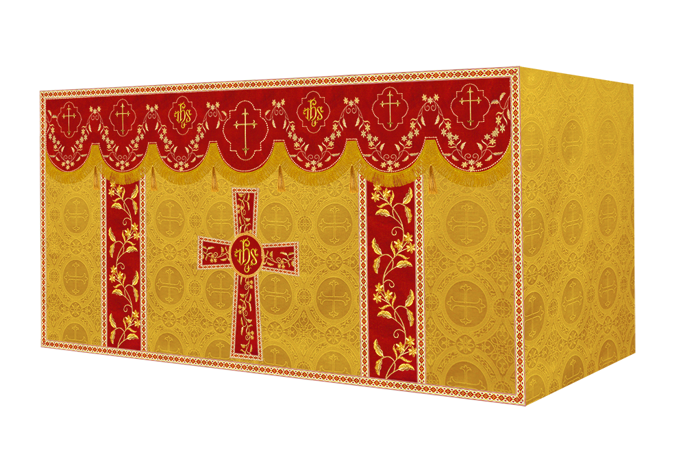 Altar Table Cloth With Floral Embroidery trims