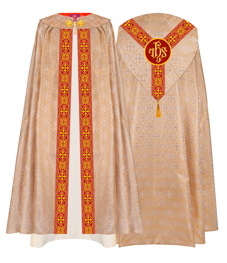 Gothic Cope Vestment with Y Type Braided Trims and Motifs