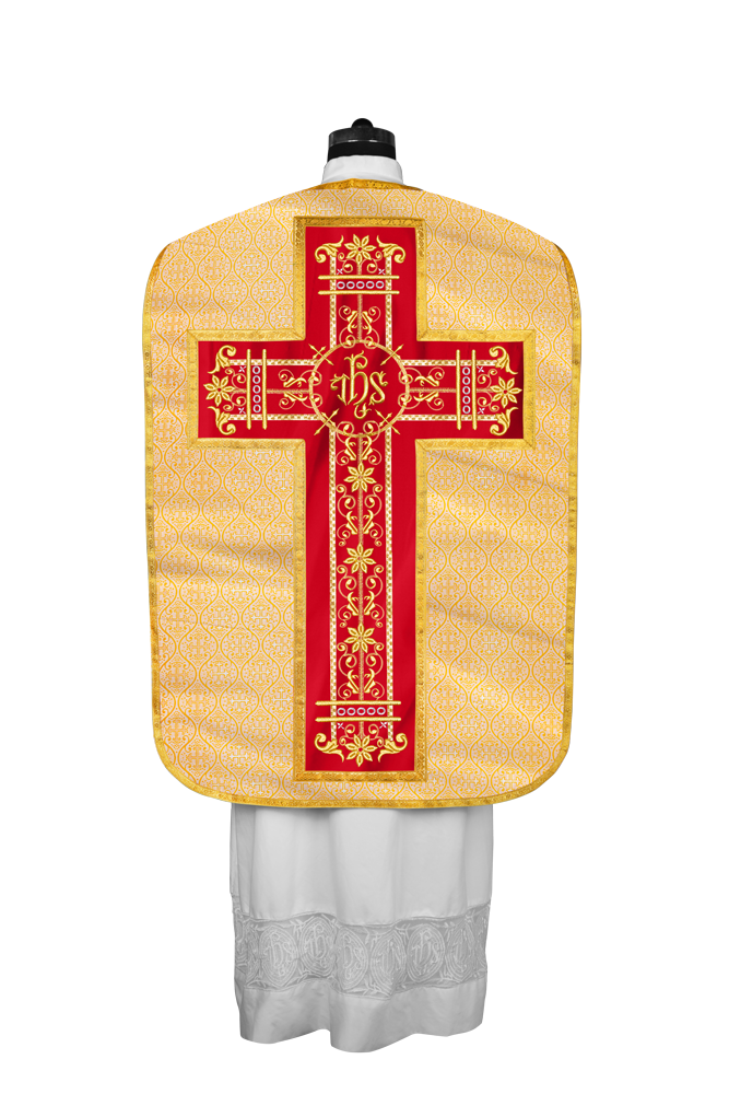Roman Chasuble Vestment Enhanced With Orphrey and Trims