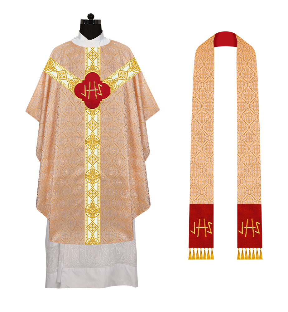 Gothic Chasuble Vestment with Motif and Trims