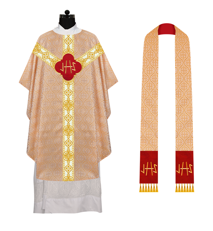 Gothic Chasuble Vestment with Motif and Trims